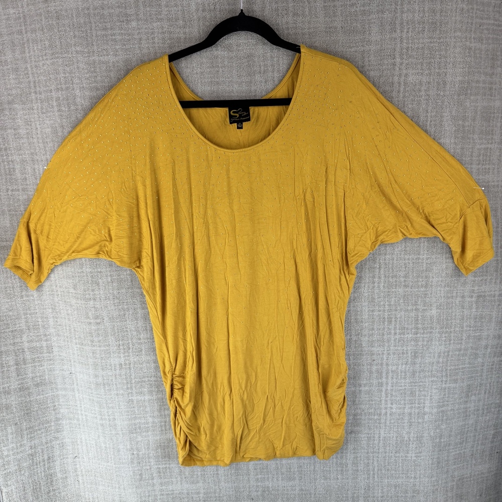 Serena Williams Signature Statement T-Shirt Womens XL Yellow Studded Tunic